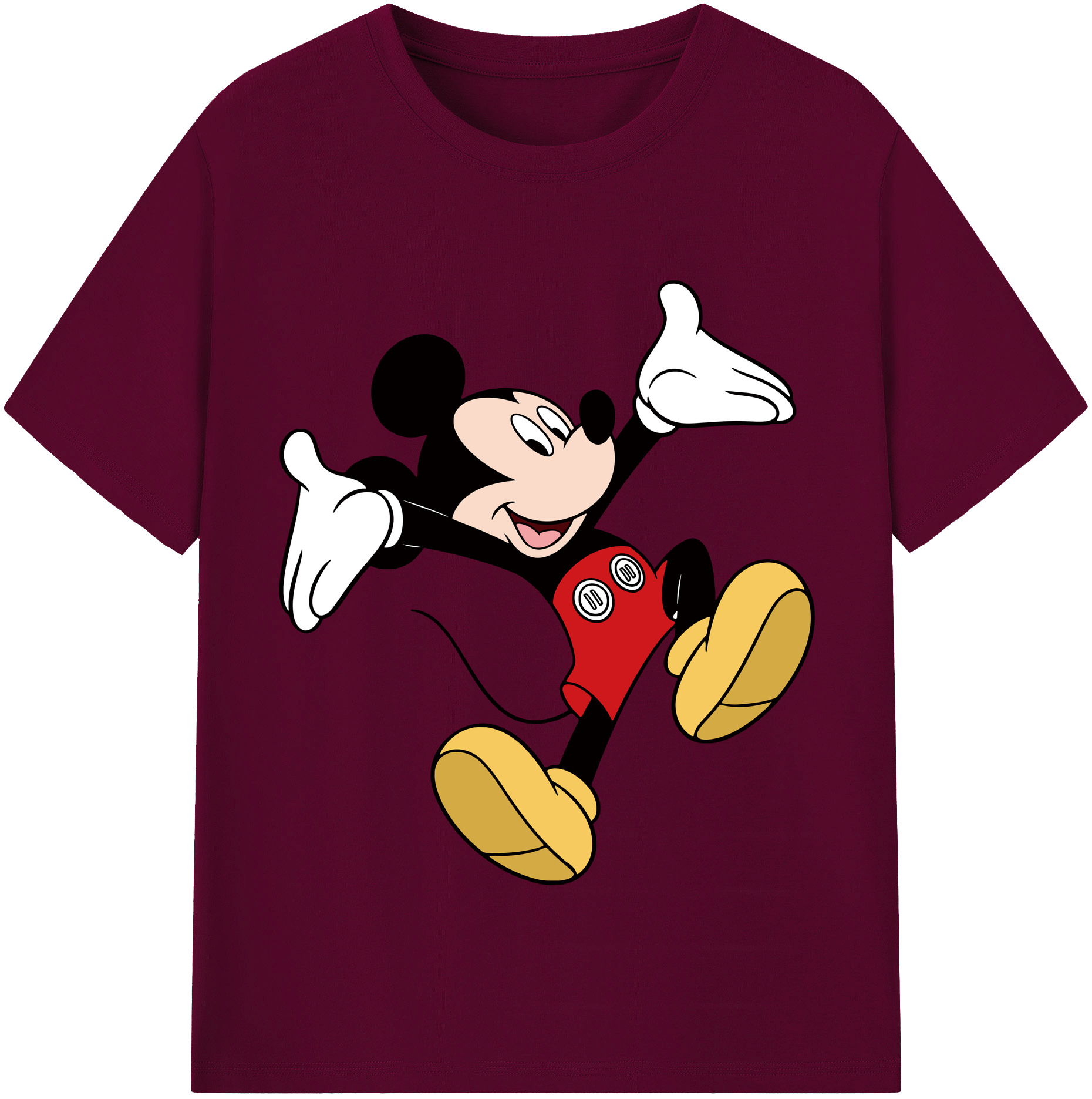 （画像用） ミッキーマウス Mickey Mouse レディースカジュアルプリントTシャツ（綿100％）